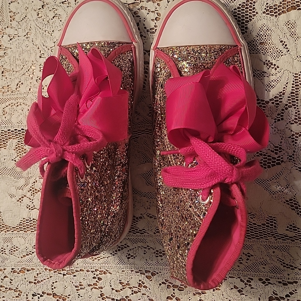 Justice Pink Sparkle Hightop Chucks Size 3